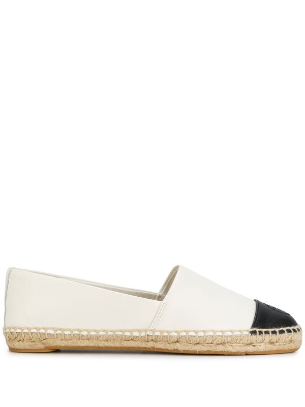 Tory Burch white colour block flat 