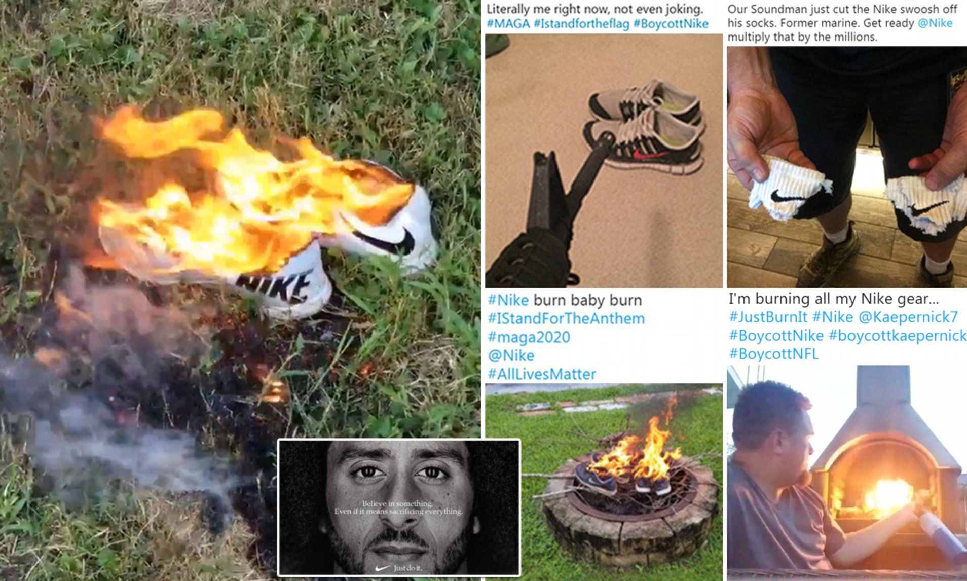 Nike customers BURN clothes to protest 