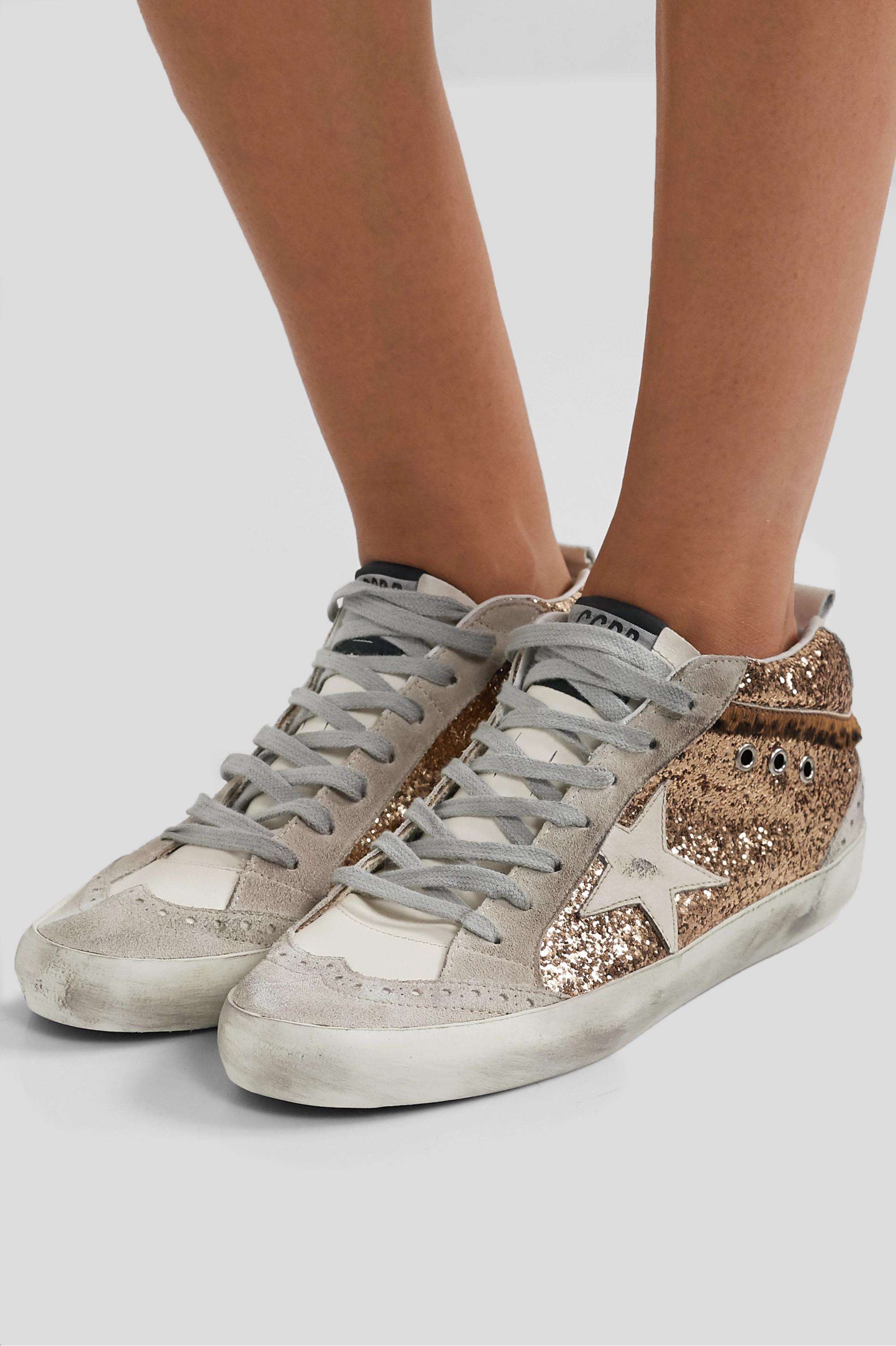 Gold Mid Star distressed glittered 