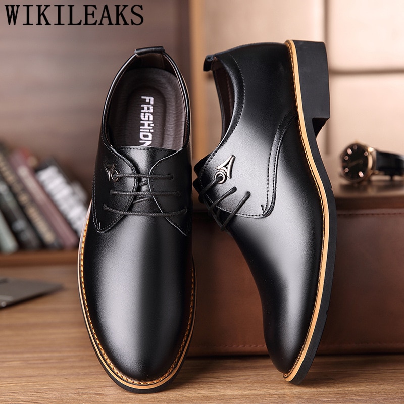 Brand Mens Formal Shoes Genuine Leather 
