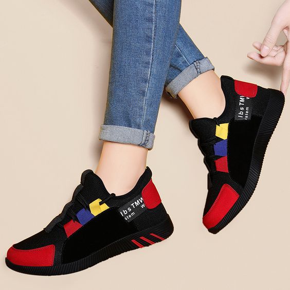 Girls Color Block Trendy Design Sneaker 